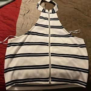 NWOT halter top with zipper front crop top.